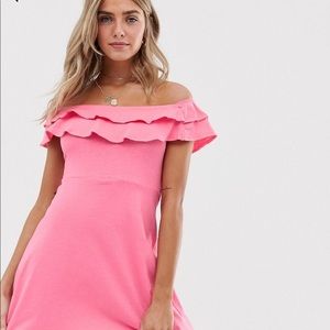 ASOS pink off shoulder sun dress